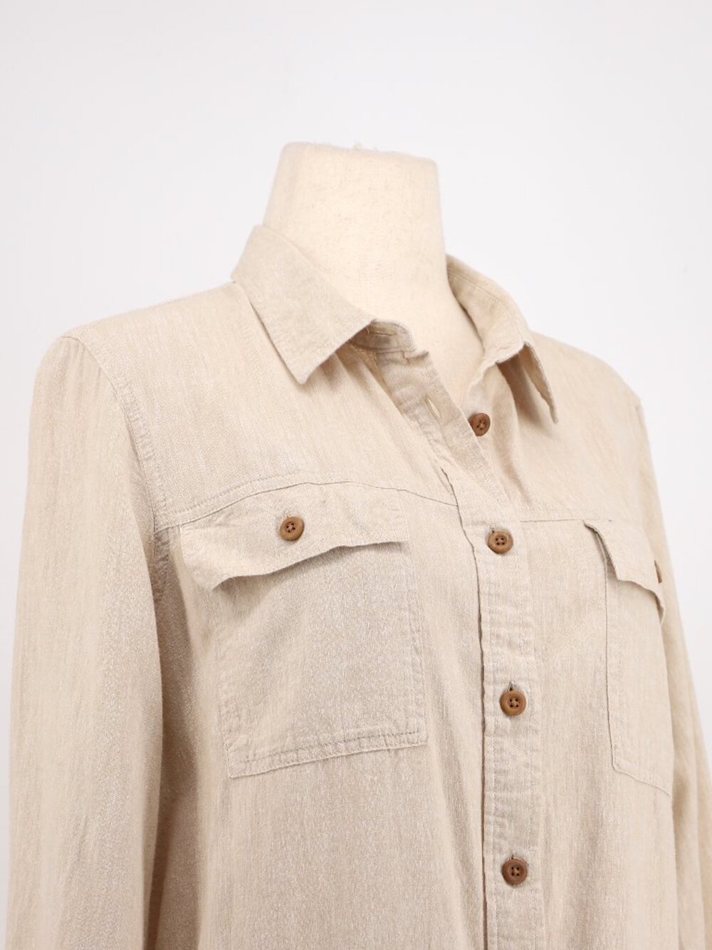 DULUTH TRADING CO. Women's Artisan Hemp Duster Shirt in Beige Size L - Picture 4 of 7